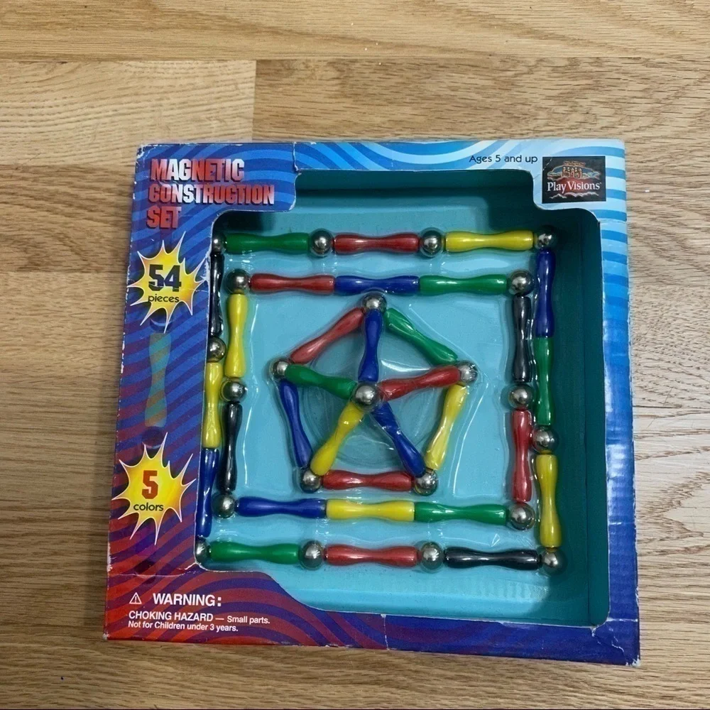 Magnetic Construction Set Toy NWT 54 Pieces Colorful Building Imagination